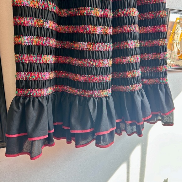 1970s Bilboquet Canada Ribbon Patchwork Folk Cottagecore Ruffle Maxi Skirt - Picture 2 of 7